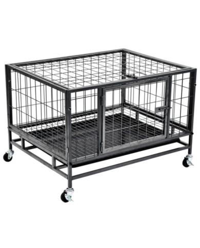 Cage pour chiens robuste avec roues Acier 82 x 66 x 56 cm | Mobilier & Déco