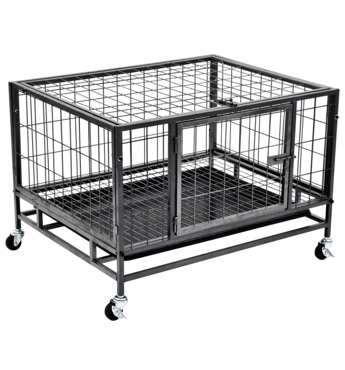 Cage pour chiens robuste avec roues Acier 82 x 66 x 56 cm | Mobilier & Déco