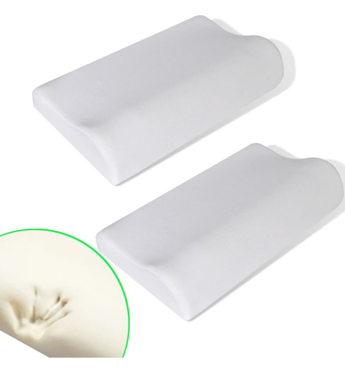 Set de 2 oreillers ergonomiques en mousse à mémoire de forme | Mobilier & Déco