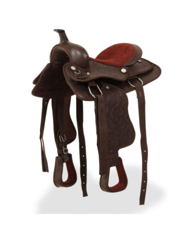 Selle, bridon et col de poitrine Cuir véritable 12 po Marron | Mobilier & Déco