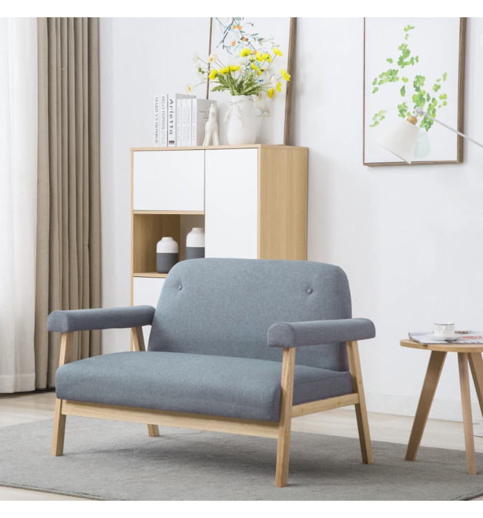 Canapé à 2 places Tissu Gris clair | Mobilier & Déco