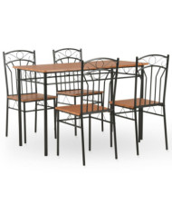 Ensemble de salle à manger 5 pcs MDF et acier Marron | Mobilier & Déco
