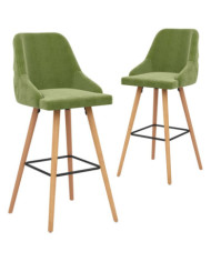 Tabourets de bar lot de 2 vert clair velours | Mobilier & Déco