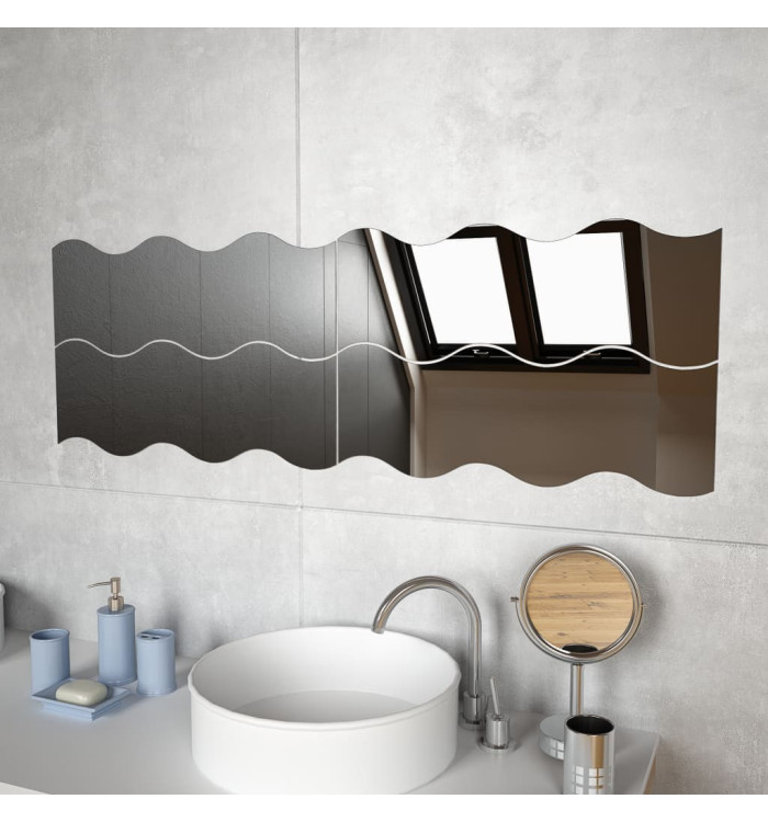 Miroir mural 4 pcs 60 x 18,5 cm Ondulé Verre | Mobilier & Déco