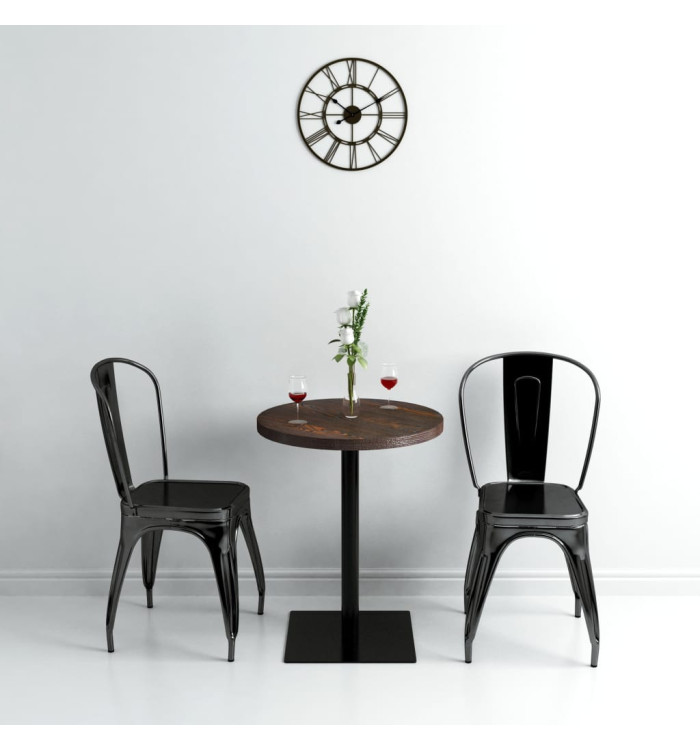 Table de bistro MDF et acier Rond 60 x 75 cm Frêne foncé | Mobilier & Déco