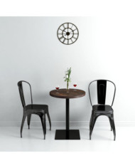 Table de bistro MDF et acier Rond 60 x 75 cm Frêne foncé | Mobilier & Déco