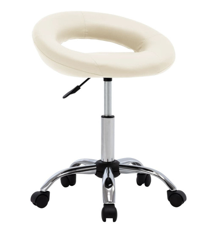 Chaise de travail roulante Crème Similicuir | Mobilier & Déco