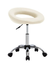 Chaise de travail roulante Crème Similicuir | Mobilier & Déco