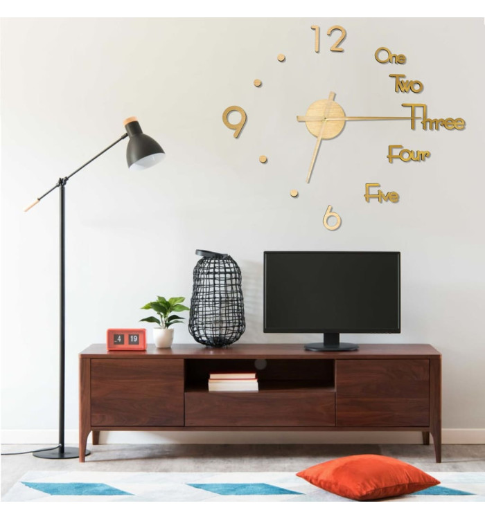 Horloge murale 3D Design moderne Doré 100 cm XXL | Mobilier & Déco