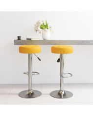 Tabourets de bar lot de 2 jaune moutarde tissu | Mobilier & Déco