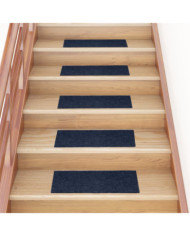 Tapis d'escalier autocollants Rectangulaire 15 pcs 60x25cm Bleu | Mobilier & Déco