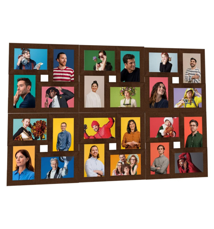 Collage de cadres photo de photo 24x(13x18 cm) Marron foncé MDF | Mobilier & Déco
