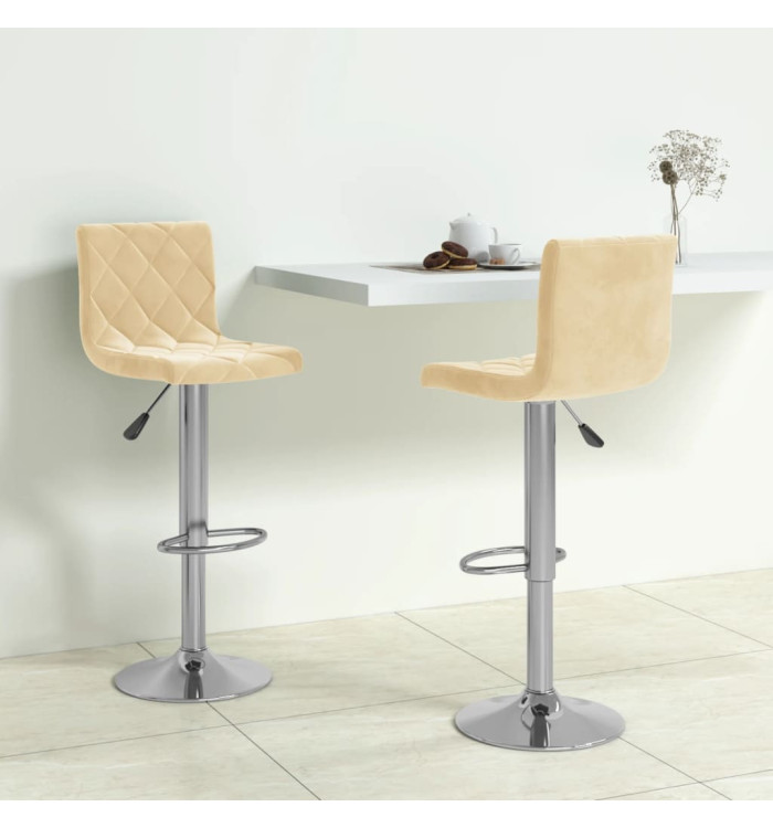 Tabourets de bar lot de 2 crème velours | Mobilier & Déco