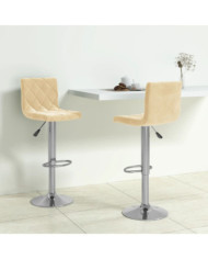 Tabourets de bar lot de 2 crème velours | Mobilier & Déco