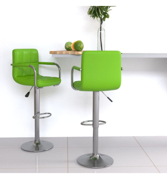 Tabourets de bar lot de 2 vert similicuir | Mobilier & Déco