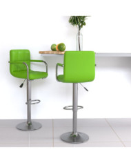 Tabourets de bar lot de 2 vert similicuir | Mobilier & Déco