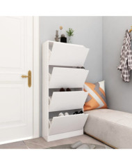 Armoire à chaussures 4 portes Blanc 59x24x136 cm Aggloméré | Mobilier & Déco