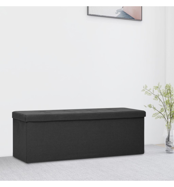 Banc de rangement pliable Noir Faux lin | Mobilier & Déco