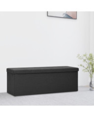 Banc de rangement pliable Noir Faux lin | Mobilier & Déco