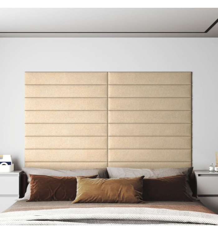 Panneaux muraux 12 pcs Crème 90x15 cm Tissu 1,62 m² | Mobilier & Déco