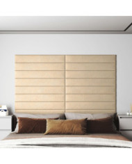 Panneaux muraux 12 pcs Crème 90x15 cm Tissu 1,62 m² | Mobilier & Déco