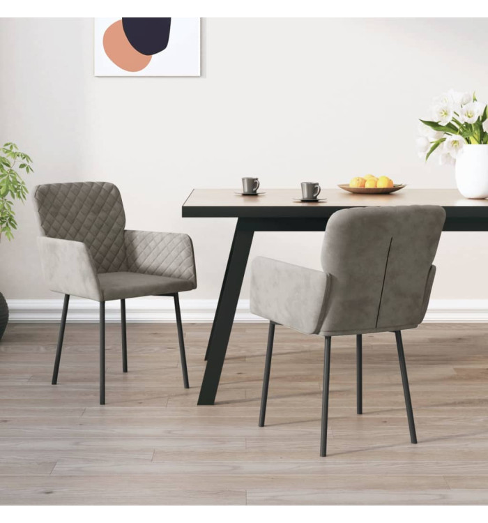 Chaises à manger lot de 2 Gris clair Velours | Mobilier & Déco