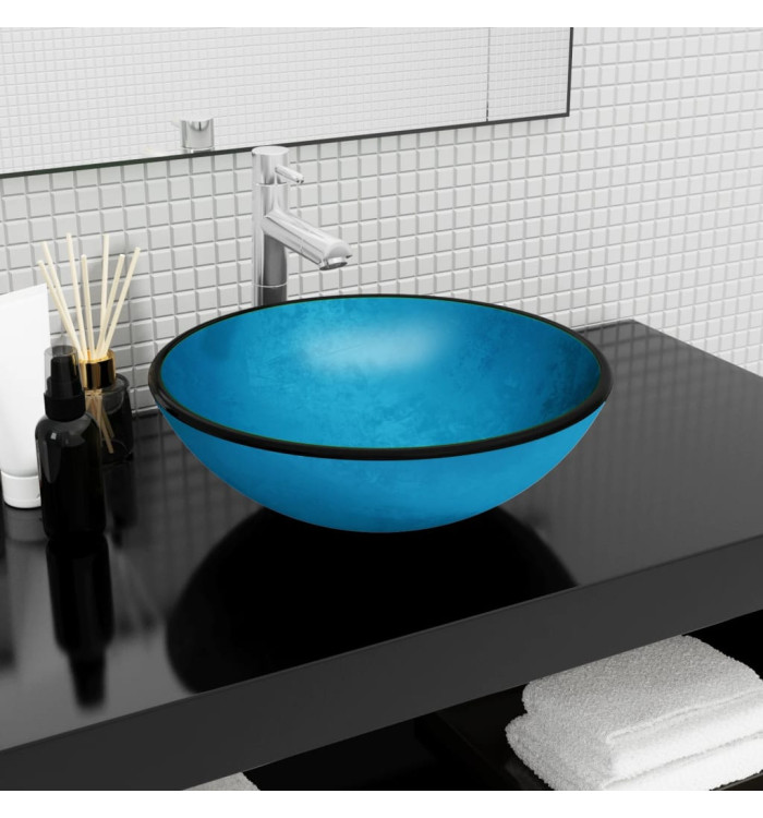 Lavabo Verre trempé 42x14 cm Bleu | Mobilier & Déco