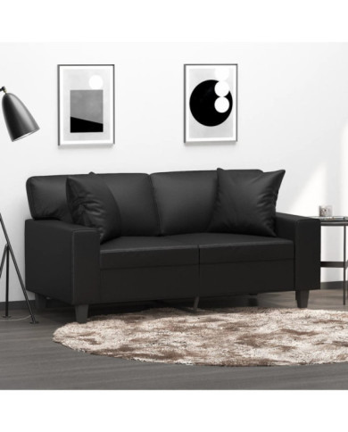 Coussins décoratifs lot de 2 Noir 40x40 cm Similicuir | Mobilier & Déco