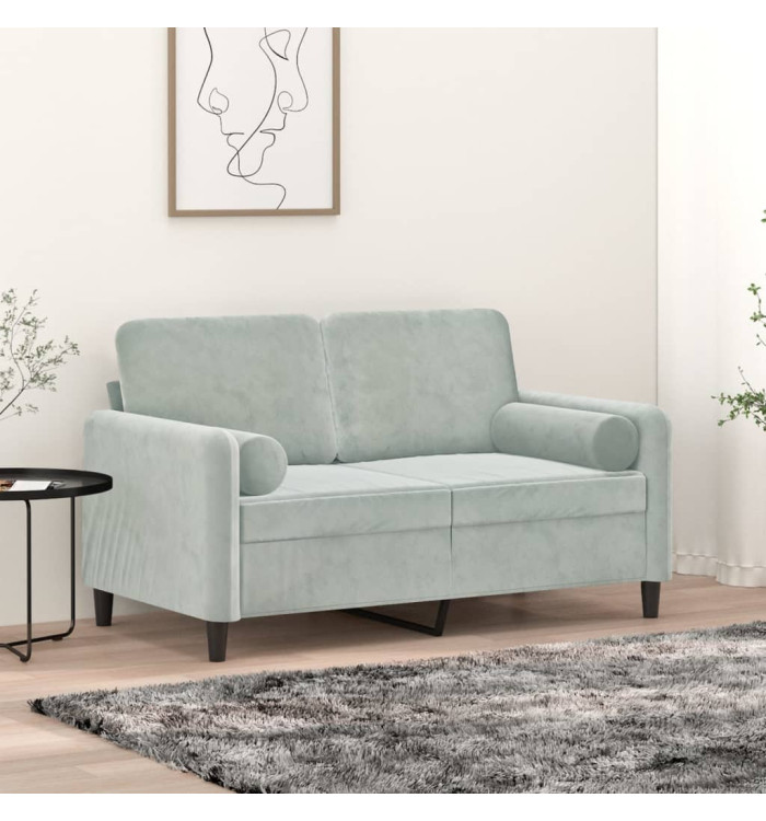 Coussins décoratifs lot de 2 Gris clair Ø15x50 cm Velours | Mobilier & Déco