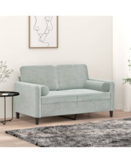 Coussins décoratifs lot de 2 Gris clair Ø15x50 cm Velours | Mobilier & Déco