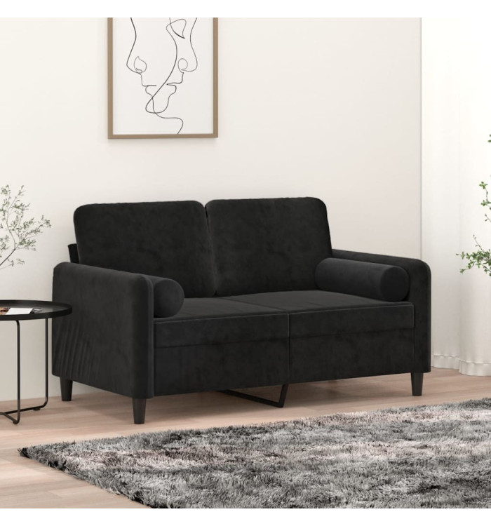 Coussins décoratifs lot de 2 Noir Ø15x50 cm Velours | Mobilier & Déco