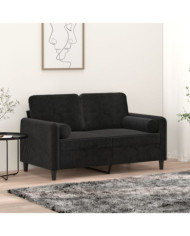 Coussins décoratifs lot de 2 Noir Ø15x50 cm Velours | Mobilier & Déco
