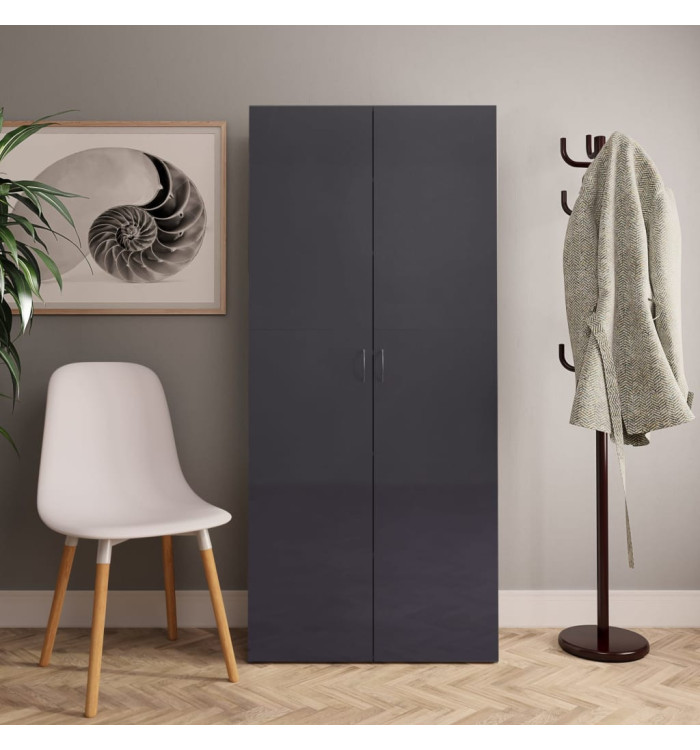 Armoire à chaussures Gris brillant 80x35,5x180 cm Aggloméré | Mobilier & Déco