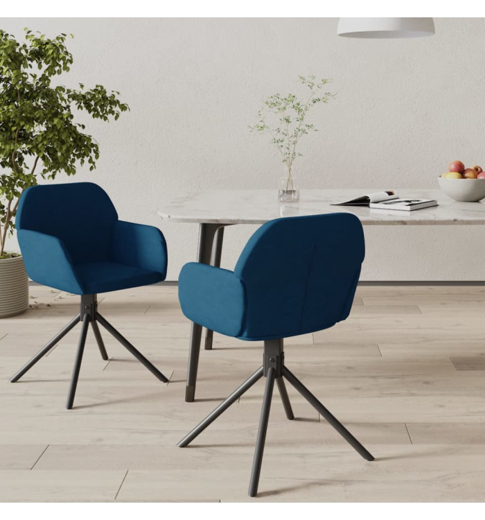 Chaises pivotantes à manger lot de 2 Bleu Velours | Mobilier & Déco