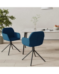 Chaises pivotantes à manger lot de 2 Bleu Velours | Mobilier & Déco
