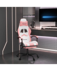 Chaise de jeu pivotante et repose-pied Blanc et rose Similicuir | Mobilier & Déco