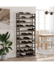 Casier à bouteilles pour 77 bouteilles gris bois pin solide | Mobilier & Déco