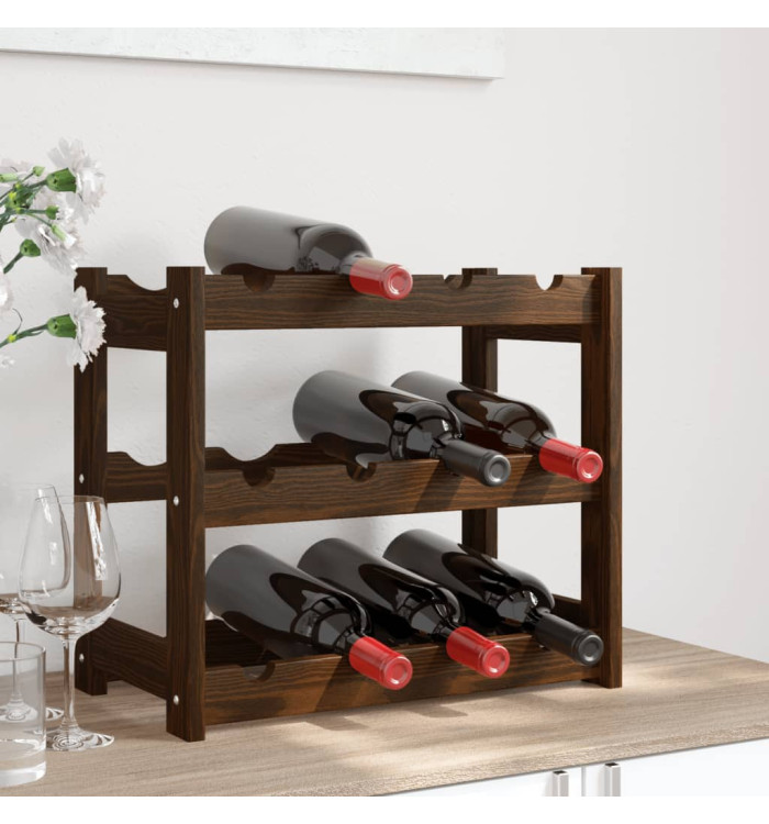 Casier à bouteilles pour 12 bouteilles marron bois pin solide | Mobilier & Déco