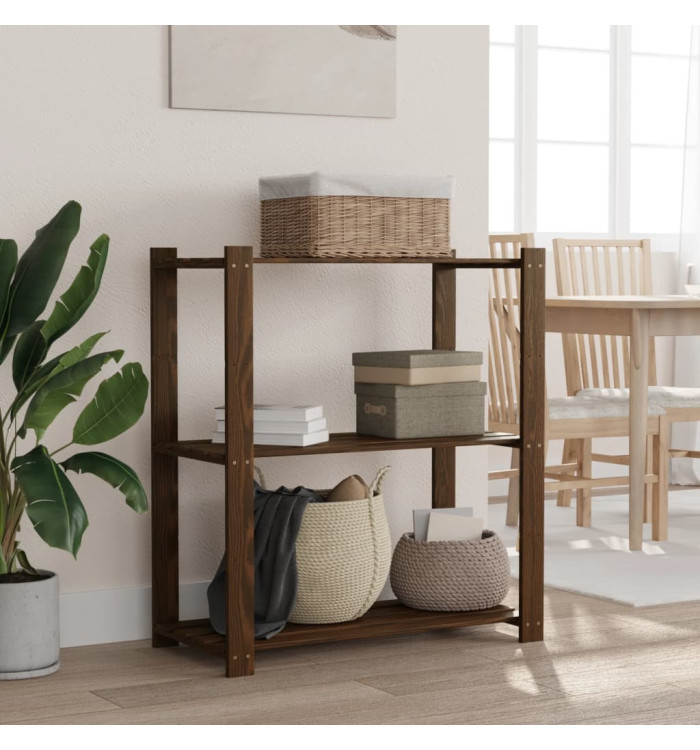 Support de rangement à 3 niveaux marron 80x38x90 cm bois de pin | Mobilier & Déco