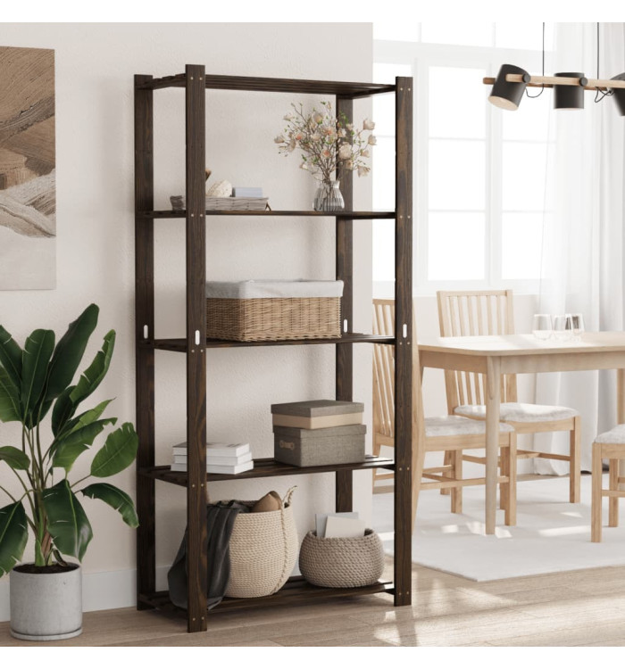 Support de rangement à 5 niveaux noir 80x38x170 cm bois pin | Mobilier & Déco