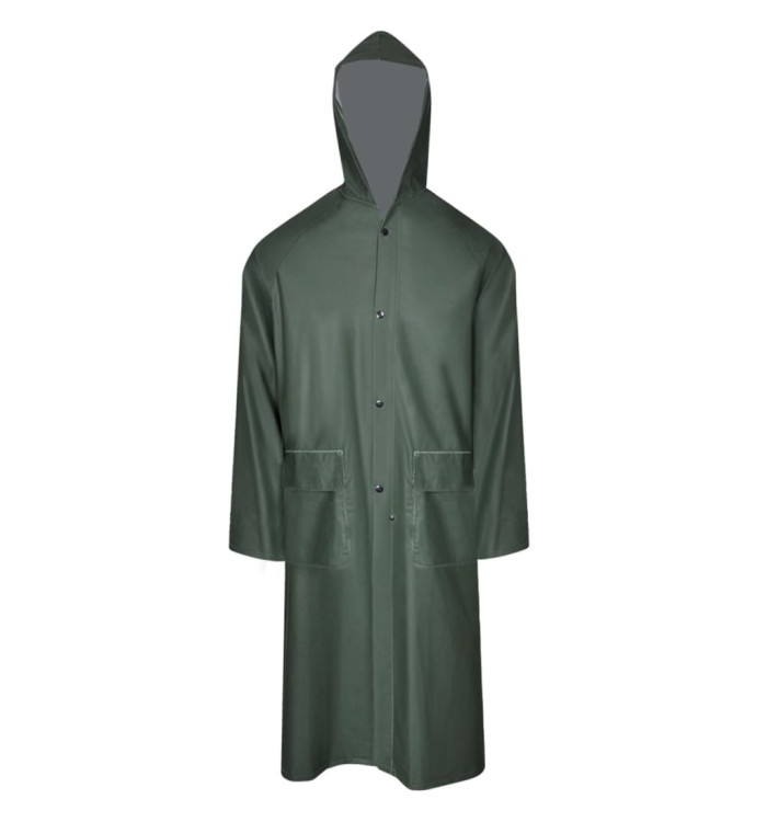 Manteau de pluie long imperméable résistant à capuche vert M | Mobilier & Déco