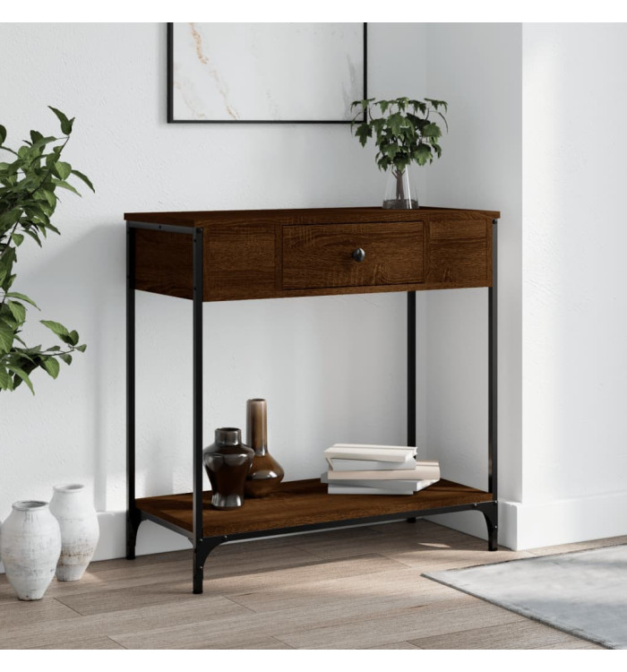 Table console chêne marron 75x34,5x75 cm bois d'ingénierie | Mobilier & Déco
