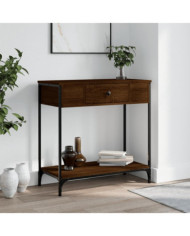 Table console chêne marron 75x34,5x75 cm bois d'ingénierie | Mobilier & Déco