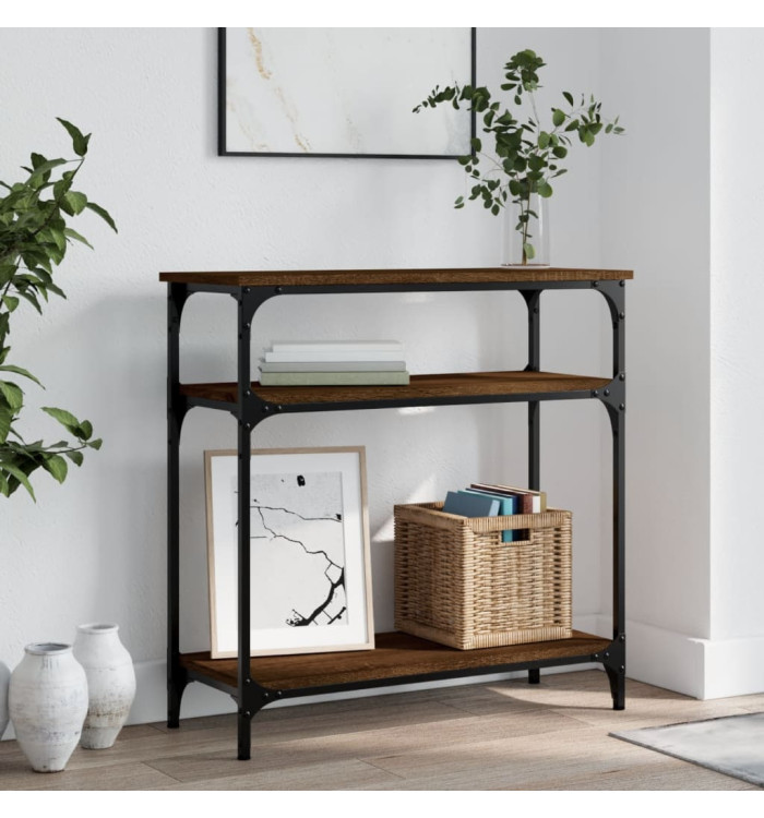 Table console chêne marron 75x29x75 cm bois d'ingénierie | Mobilier & Déco