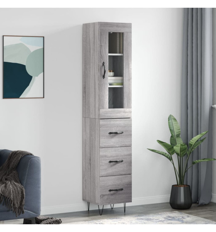 Buffet haut Sonoma gris 34,5x34x180 cm Bois d'ingénierie | Mobilier & Déco