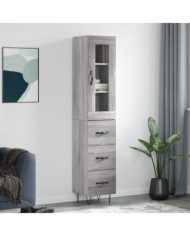Buffet haut Sonoma gris 34,5x34x180 cm Bois d'ingénierie | Mobilier & Déco