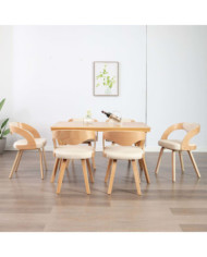 Chaises à manger lot de 6 crème bois courbé et similicuir | Mobilier & Déco