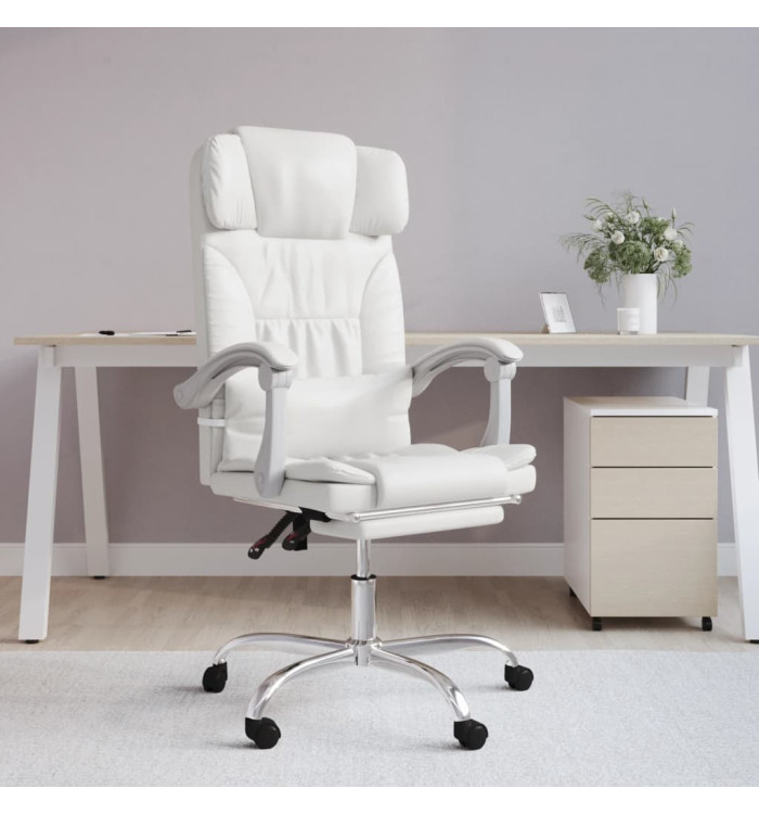 Fauteuil de massage inclinable de bureau Blanc Similicuir | Mobilier & Déco