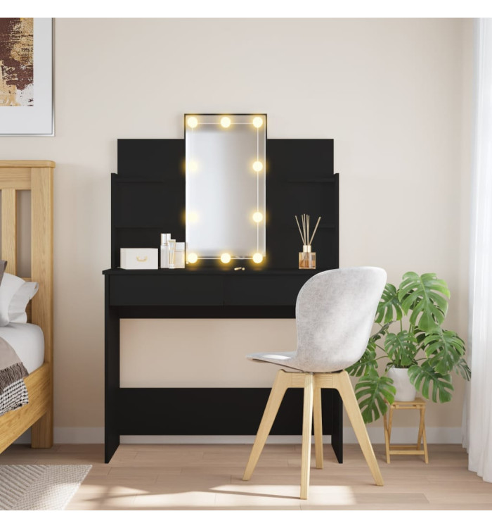Coiffeuse avec lumières LED noir 96x40x142 cm | Mobilier & Déco