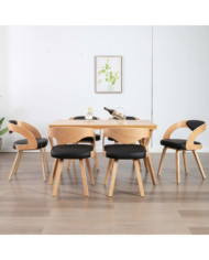 Chaises à manger lot de 6 noir bois courbé et similicuir | Mobilier & Déco